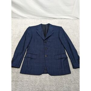 Vintage Ermenegildo Zegna Blazer Sport Coat Italy‎ 3 Button Plaid Windowpane 40R